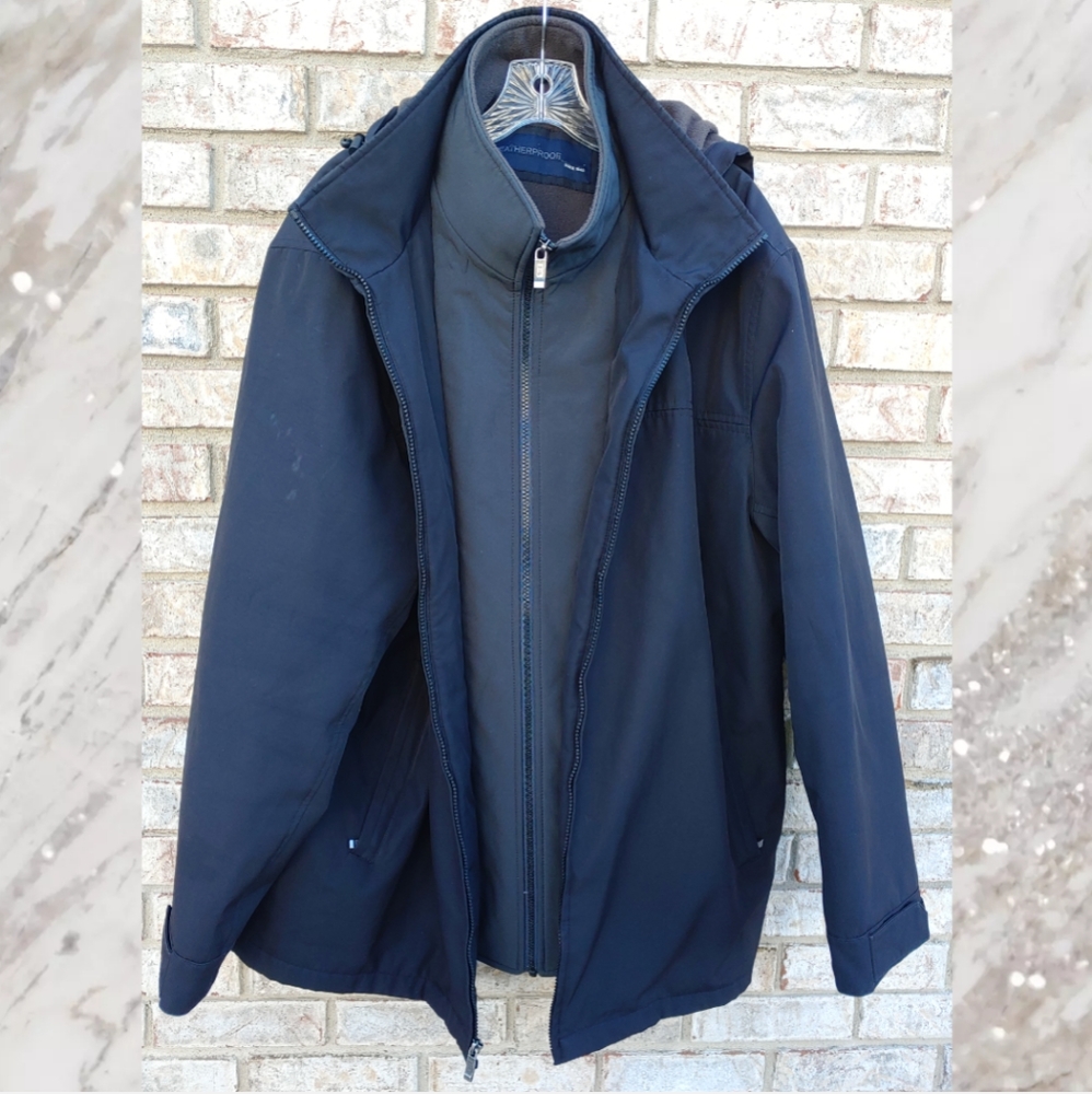 *Weather Ready* Weatherproof Men's Water Resistant Jacket w/Hood Black XL - Picture 3 of 6